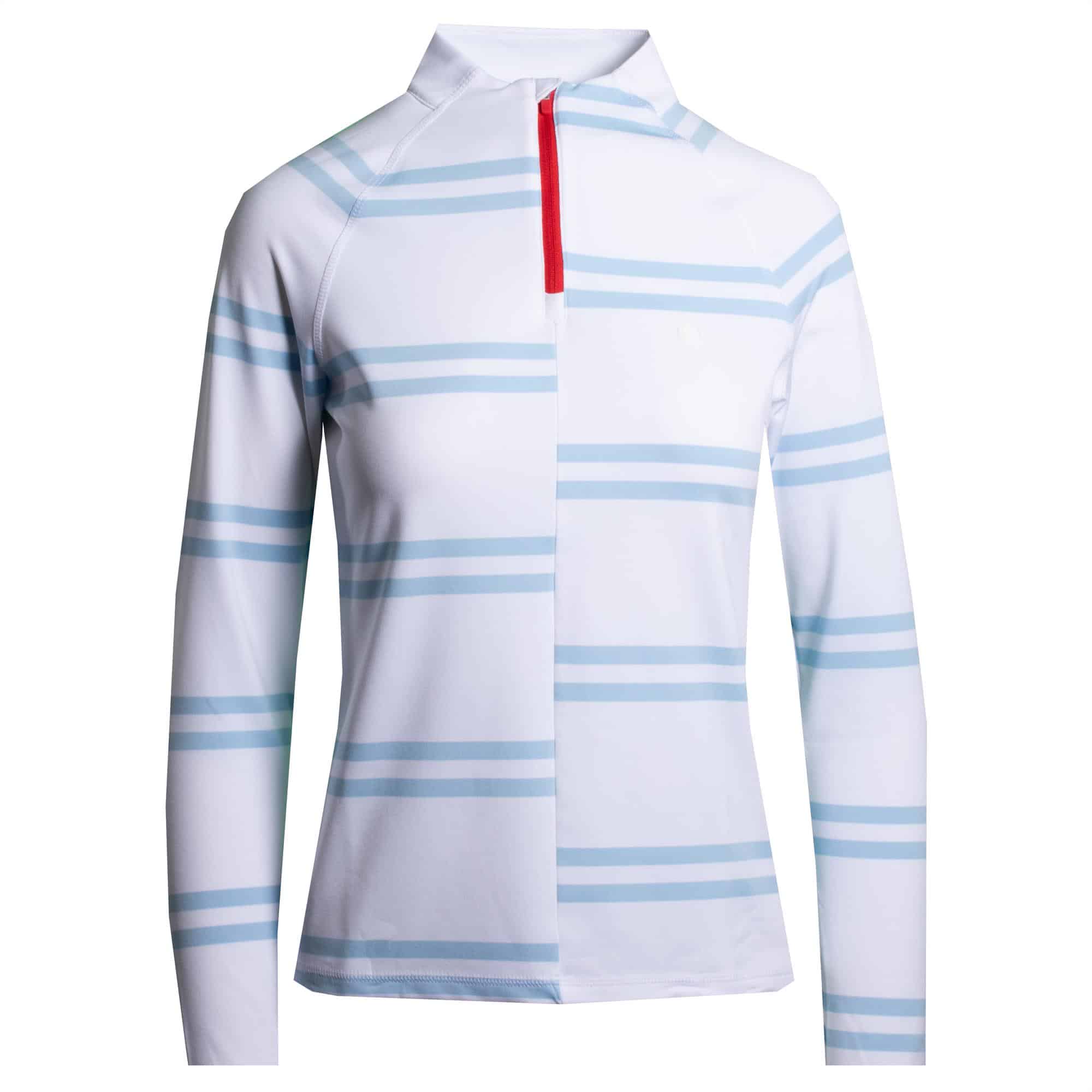 Ladies G/FORE Offset Stripe Quarter Zip Pullover Snow